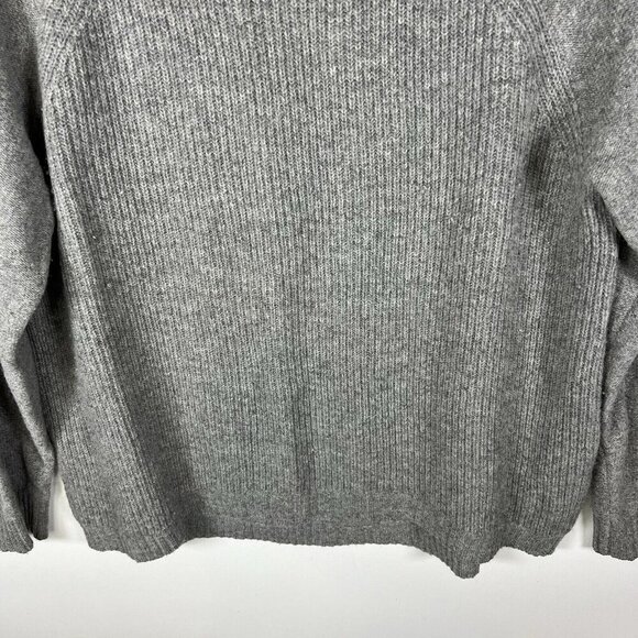 J Crew Sweater Womens Size Large Grey Wool Crew Neck Ribbed Leather Patch Elbow - Picture 4 of 10